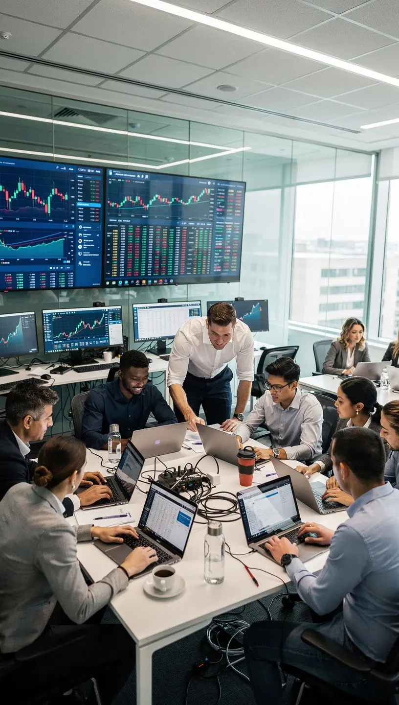 Grafiken und Diagramme, die den Anstieg und Fall von Kryptomärkten und Aktienkurse visualisieren.