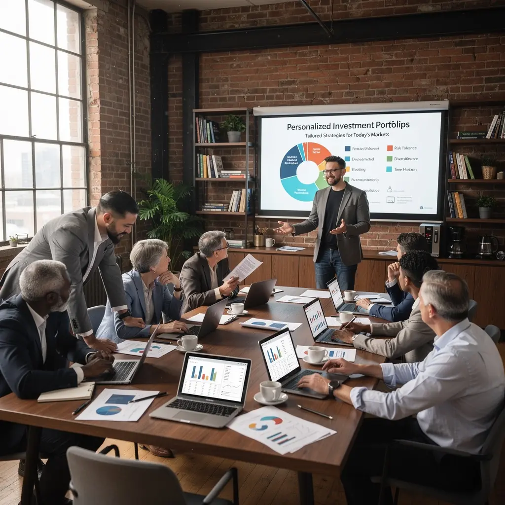 Ein Lehrer, der vor einer Tafel steht und den Teilnehmern wichtige Konzepte der persönlichen Finanzverwaltung erklärt.