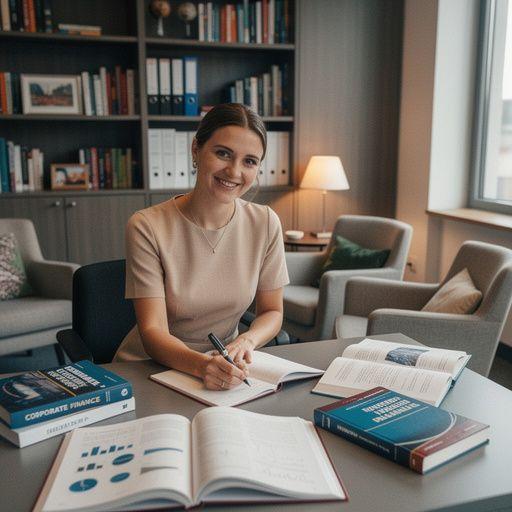 Ein Tisch mit Lehrmaterialien und Finanzbüchern wartet auf die nächsten Teilnehmer.